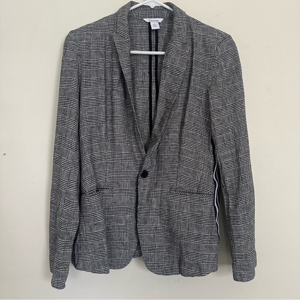 Calvin Klein Black and White Checkered Blazer